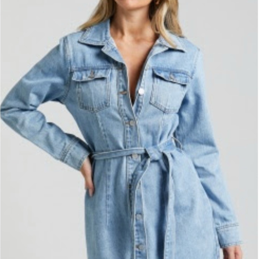 Showpo Light Blue Denim Mini Dress
